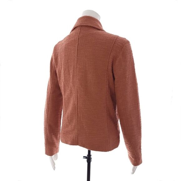 Nine West Texture Knit Moto Solid Rust Full Zip Jacket Womens Size M - Picture 9 of 14